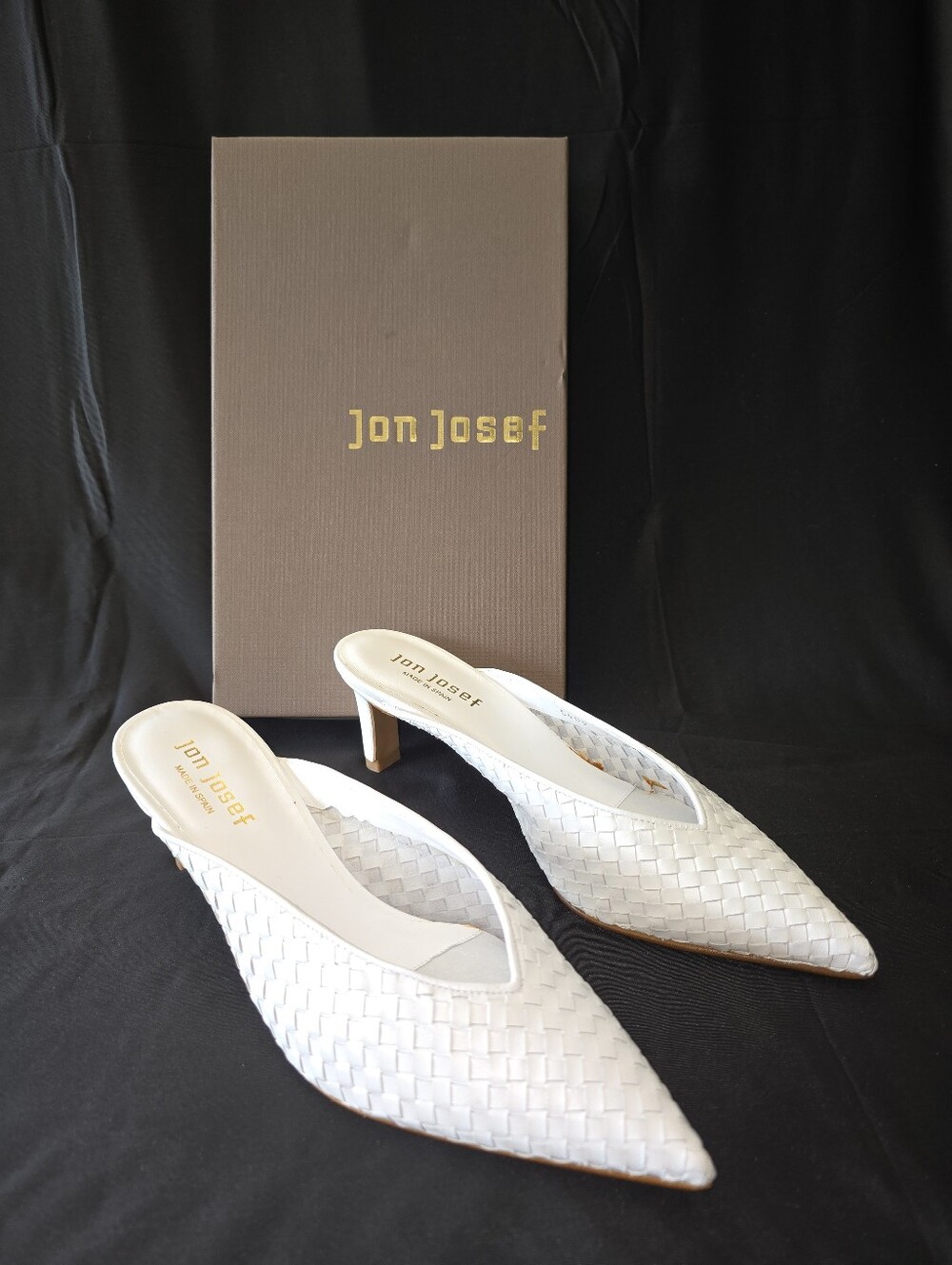 Jon Josef Shoes Willa White Leather Mule Heels